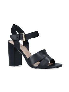Aldo Caparosa Black Leather Block Heel Sandals